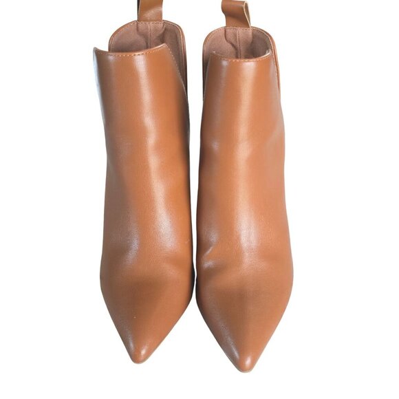 Bamboo Tan Leather Block Heel Ankle Boots Boho Fall Pointed Toe Women Size 7 - Picture 6 of 8